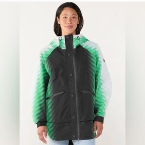 NWT FREE PEOPLE SINGING IN THE RAIN Printed Packable Jacket Alien Color Combo S